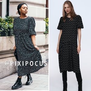 ZARA POLKA DOT BALLOON SLEEVE DRESS XL